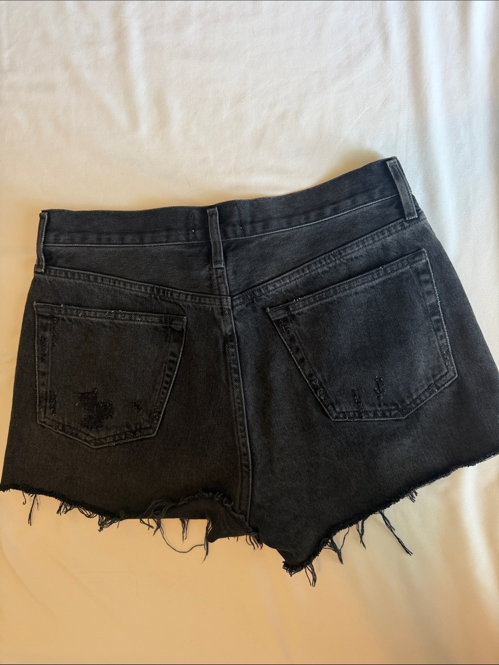 Agolde Black Distressed Jean Shorts - Picture 5 of 6